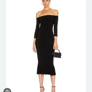 HOLIDAY GRAB! Black Ribbed Off-Shoulder Bodycon Dress